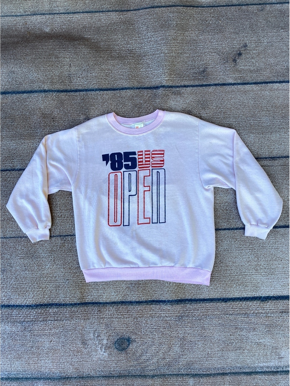 Vintage single stitch US Open 1985 pink crewneck sweatshirt tennis golf preppy M